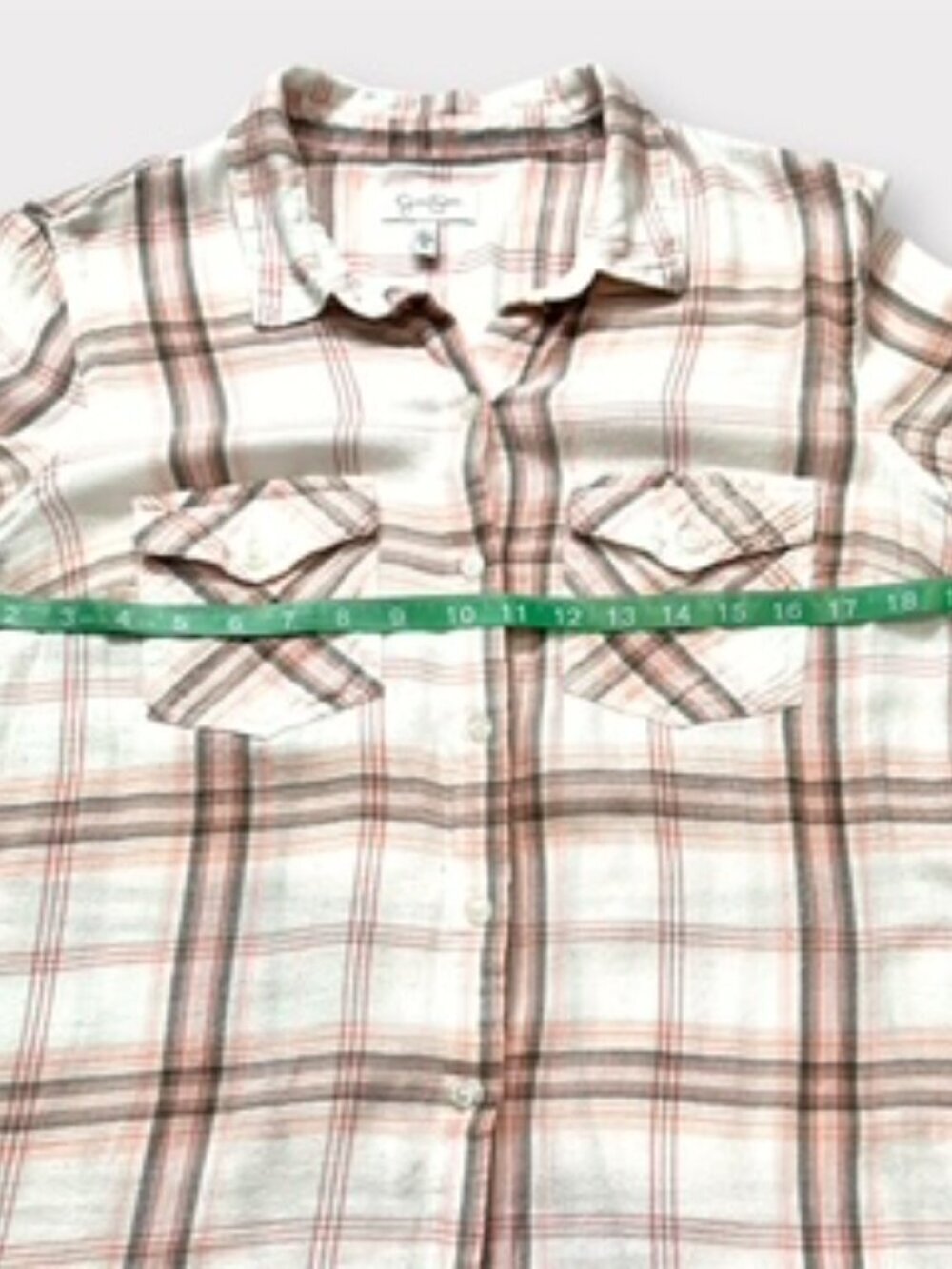 Jessica Simpson Womens Plaid Button-Up Shirt Long Sleeve Pink Multicolor Size L - Picture 10 of 15
